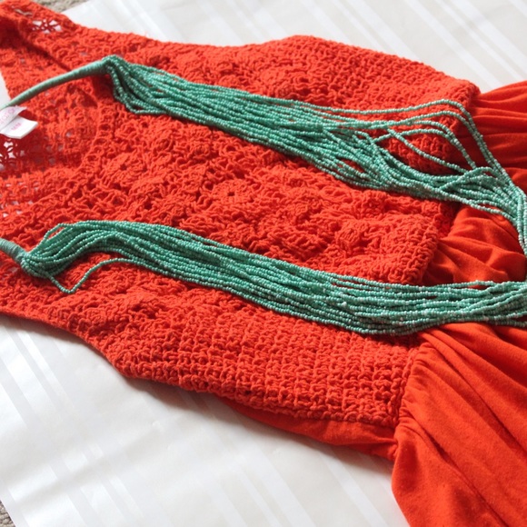Xhilaration Orange Crocheted top Maxi - Picture 2 of 3